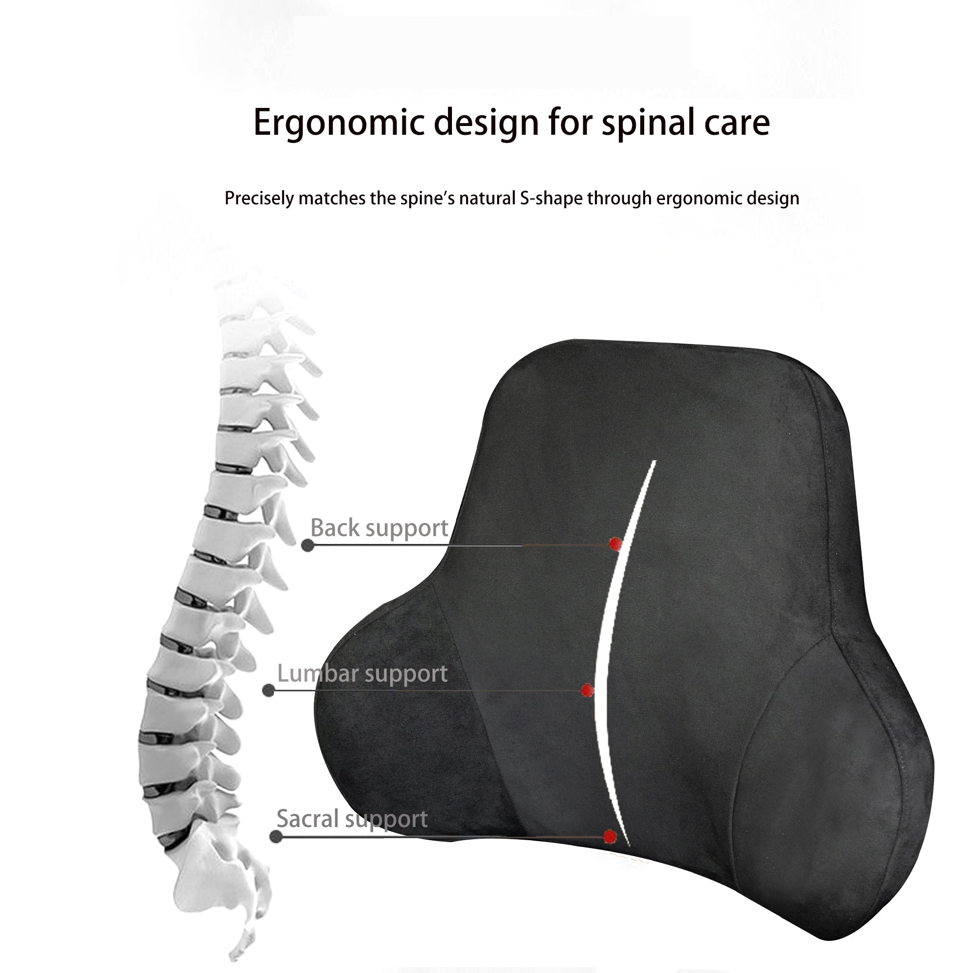 Forbell Memory Foam Lumbar Support Pillow for Car – Ergonomic Back Cushion for Driving Comfort, Zero Pressure Relief for Long Trips