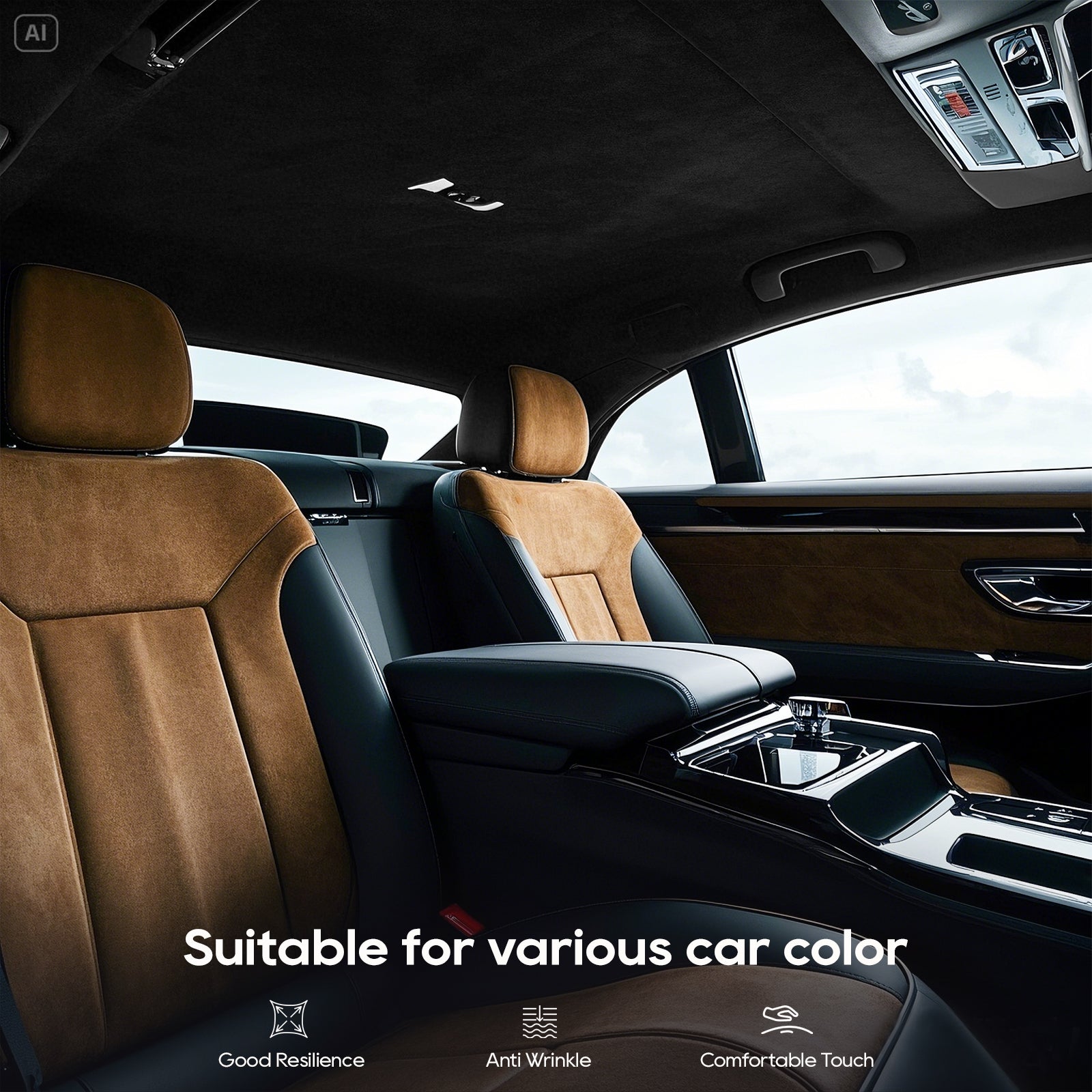 Forbell Automotive Suede Headliner Fabric with 3mm Foam Backing for Car Roof Interior Replacement and DIY Repair