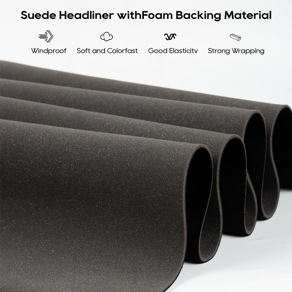 Forbell Automotive Suede Headliner Fabric with 3mm Foam Backing for Car Roof Interior Replacement and DIY Repair