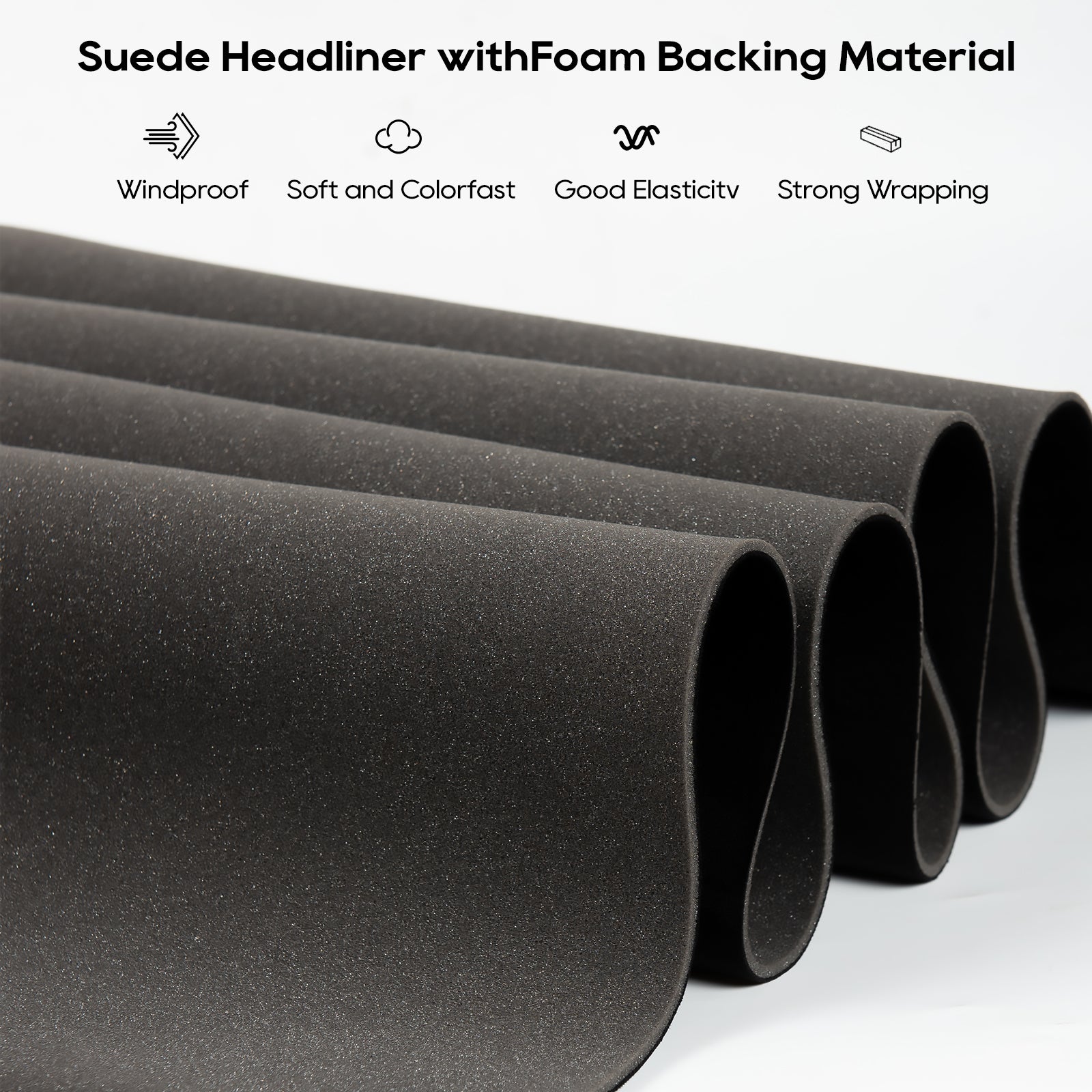 Forbell Automotive Suede Headliner Fabric with 3mm Foam Backing for Car Roof Interior Replacement and DIY Repair