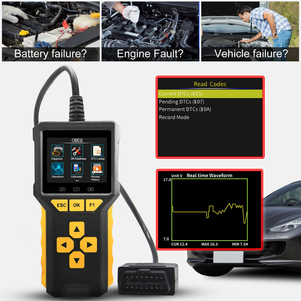 Forbell Automotive Battery Testing and OBD Testing 2-in-1 Tester