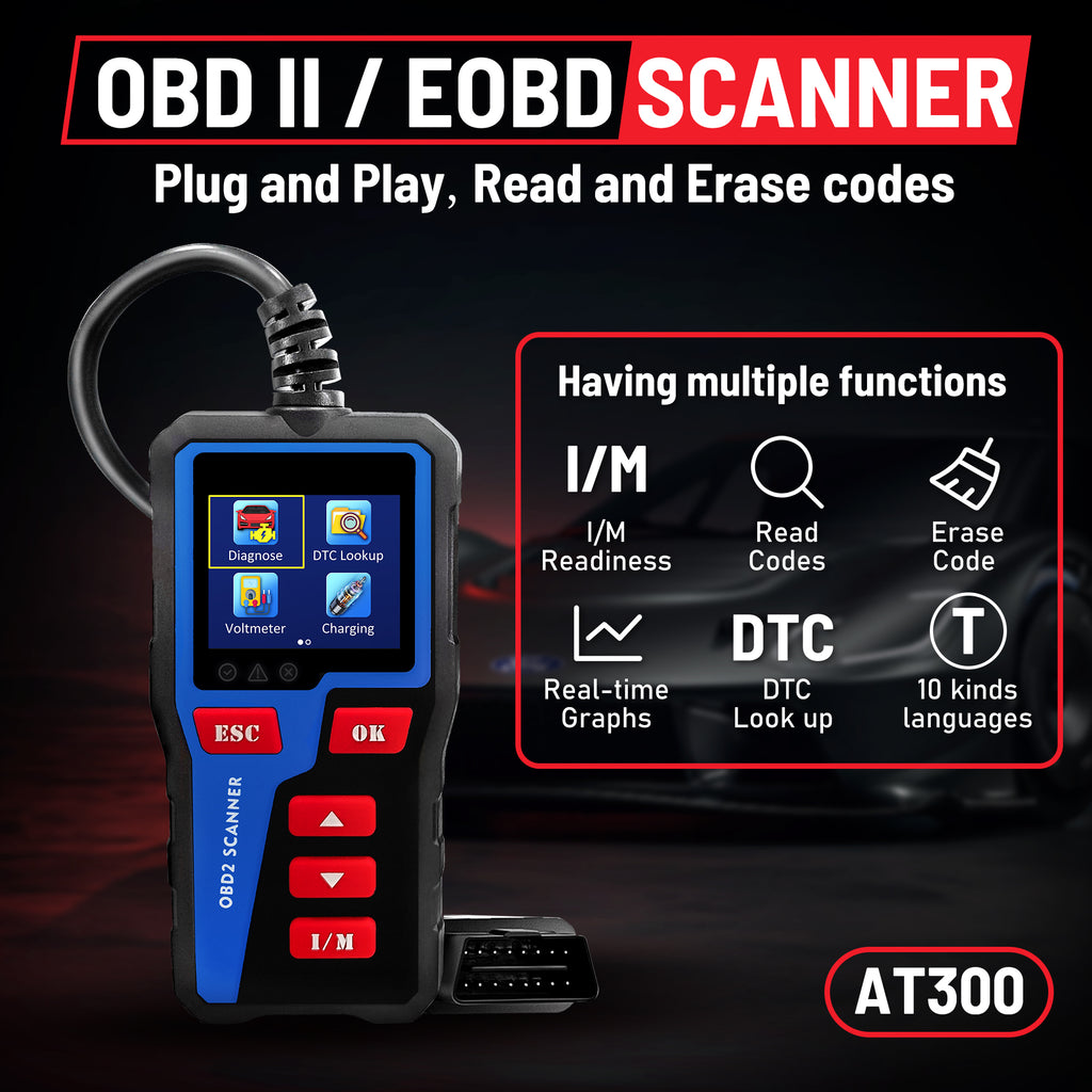 Forbell OBD2 Scanner with 2.36" TFT Screen, Battery & Charging Test, Start System Waveform, O2 Sensor, EVAP, 10 Languages