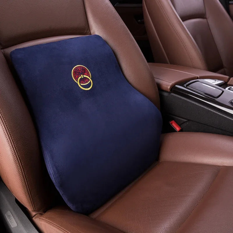 Forbell Memory Foam Car Lumbar Pillow, Slow Rebound Suede Back Cushion, Ergonomic Support for Car and Office Chair