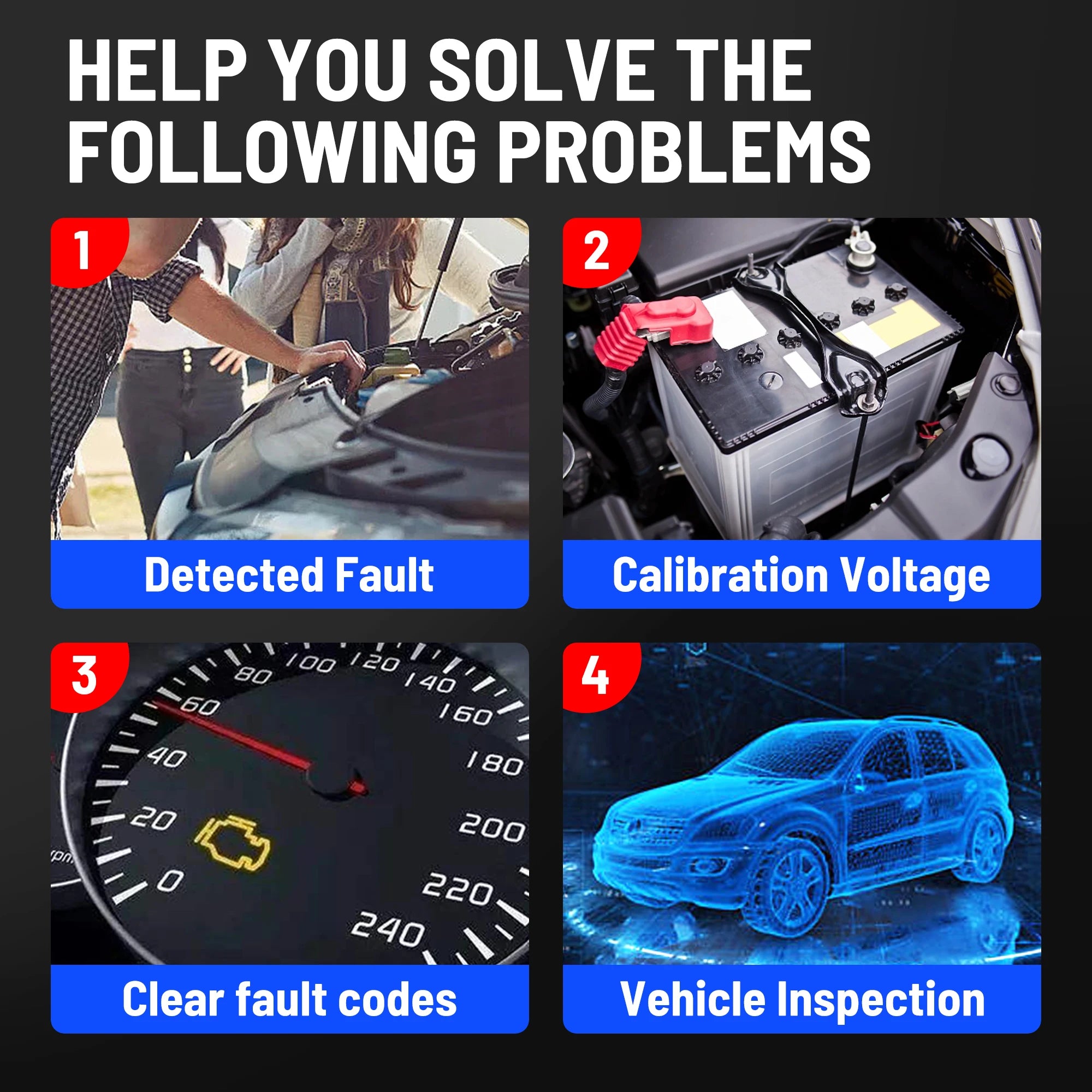 Forbell OBD2 Scanner with 2.36" TFT Screen, Battery & Charging Test, Start System Waveform, O2 Sensor, EVAP, 10 Languages