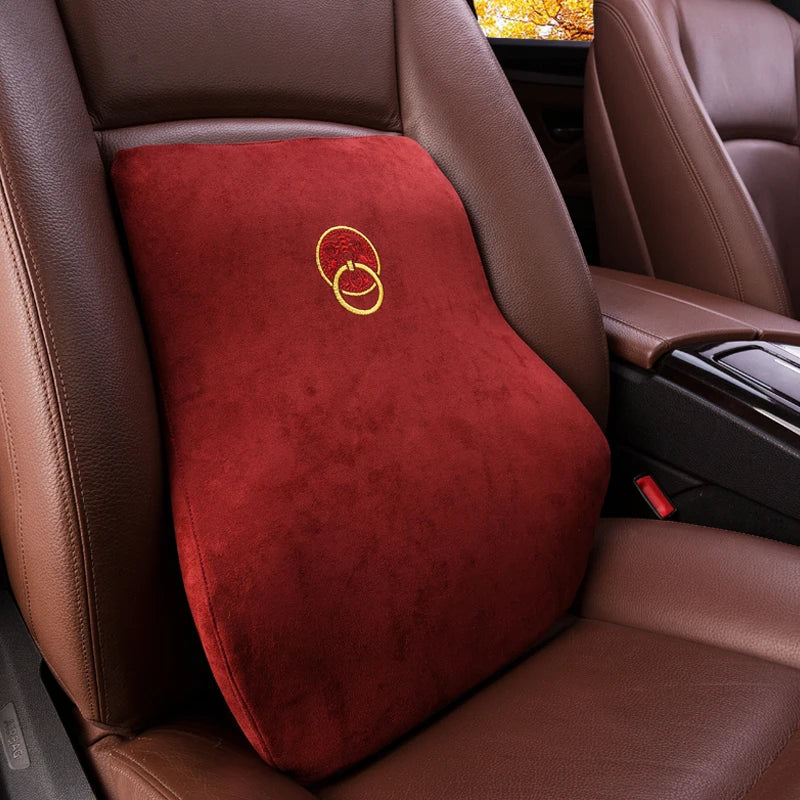Forbell Memory Foam Car Lumbar Pillow, Slow Rebound Suede Back Cushion, Ergonomic Support for Car and Office Chair