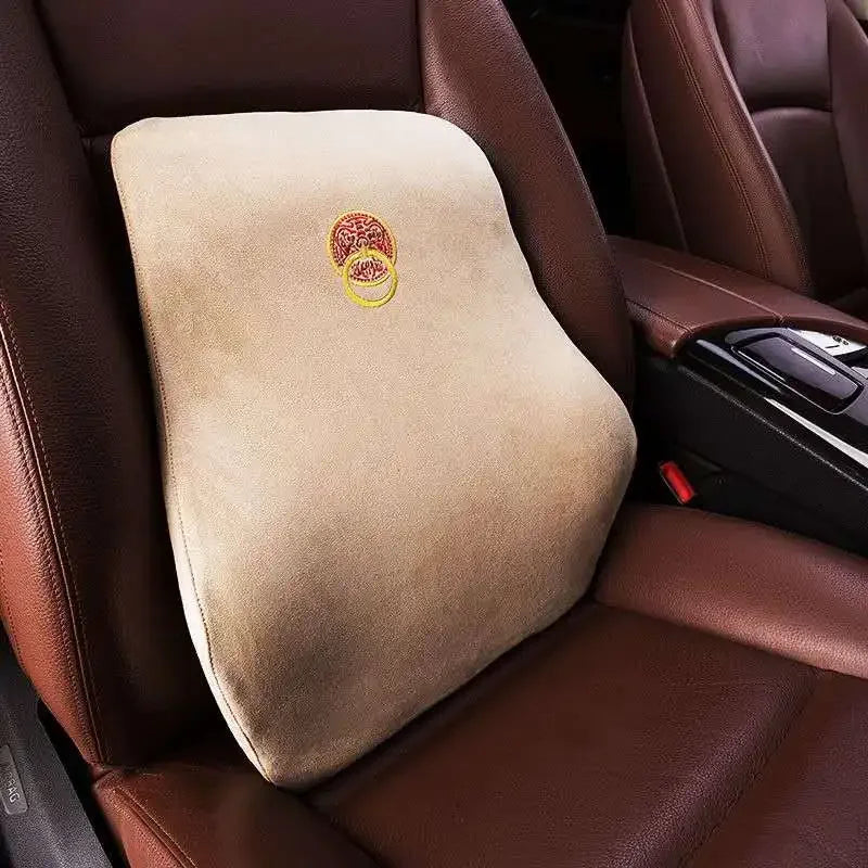 Forbell Memory Foam Car Lumbar Pillow, Slow Rebound Suede Back Cushion, Ergonomic Support for Car and Office Chair