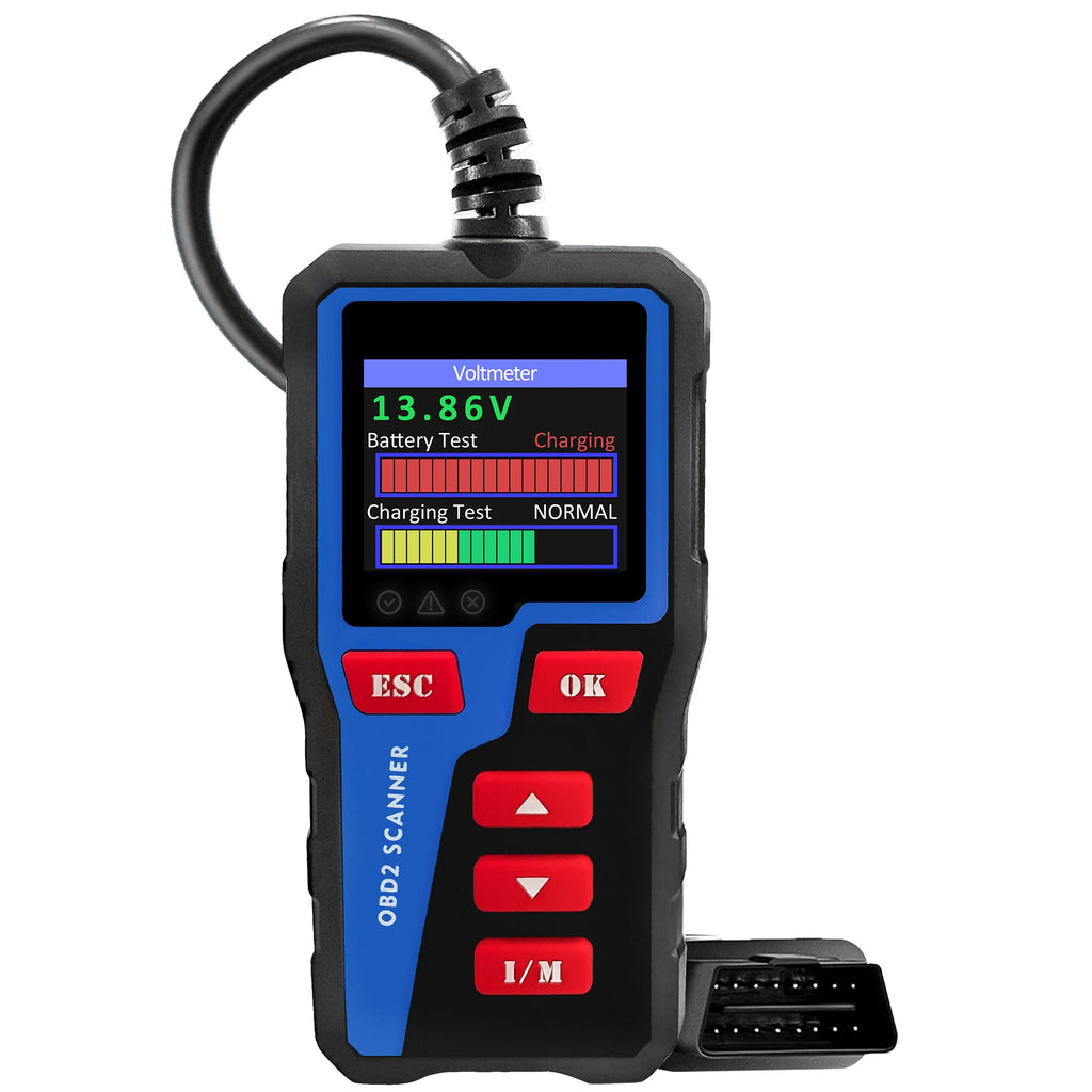 Forbell OBD2 Scanner with 2.36" TFT Screen, Battery & Charging Test, Start System Waveform, O2 Sensor, EVAP, 10 Languages