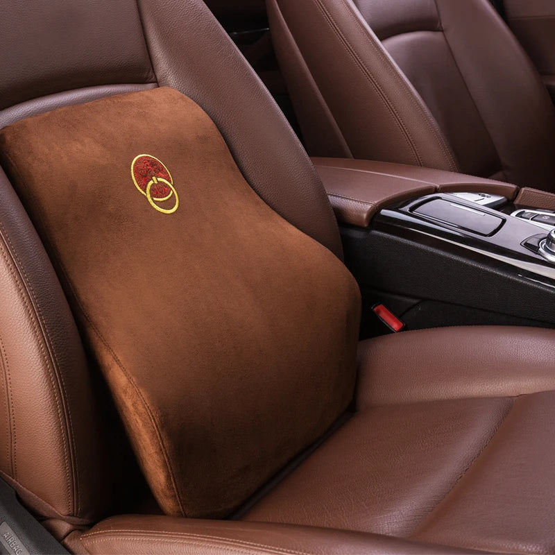 Forbell Memory Foam Car Lumbar Pillow, Slow Rebound Suede Back Cushion, Ergonomic Support for Car and Office Chair