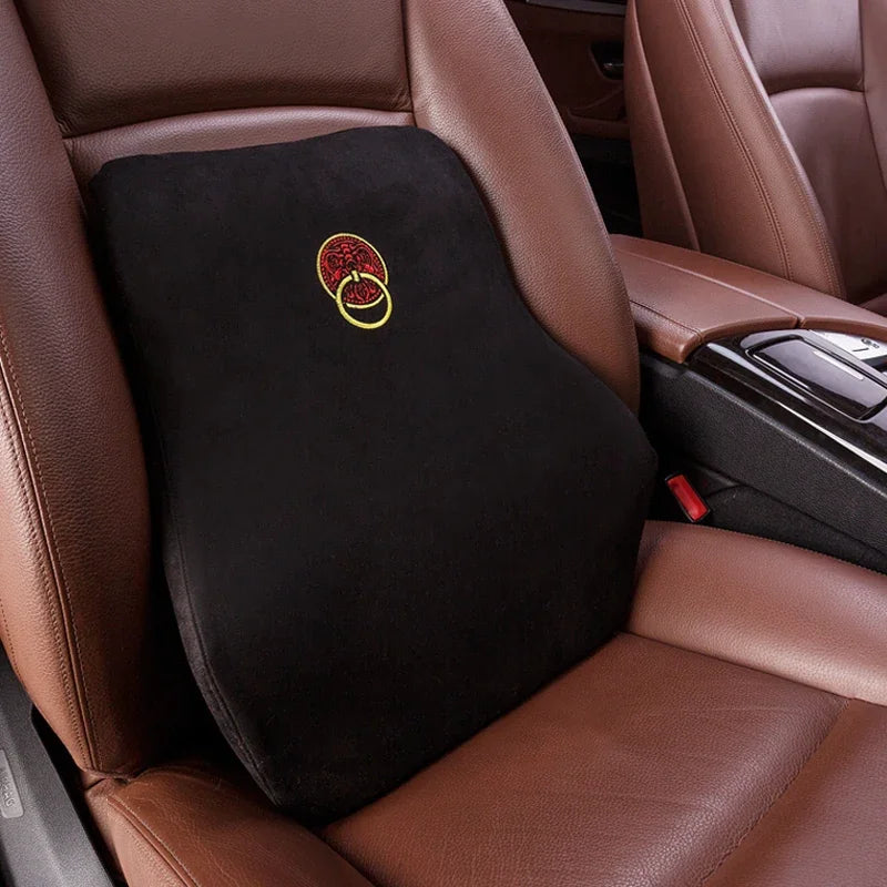 Forbell Memory Foam Car Lumbar Pillow, Slow Rebound Suede Back Cushion, Ergonomic Support for Car and Office Chair