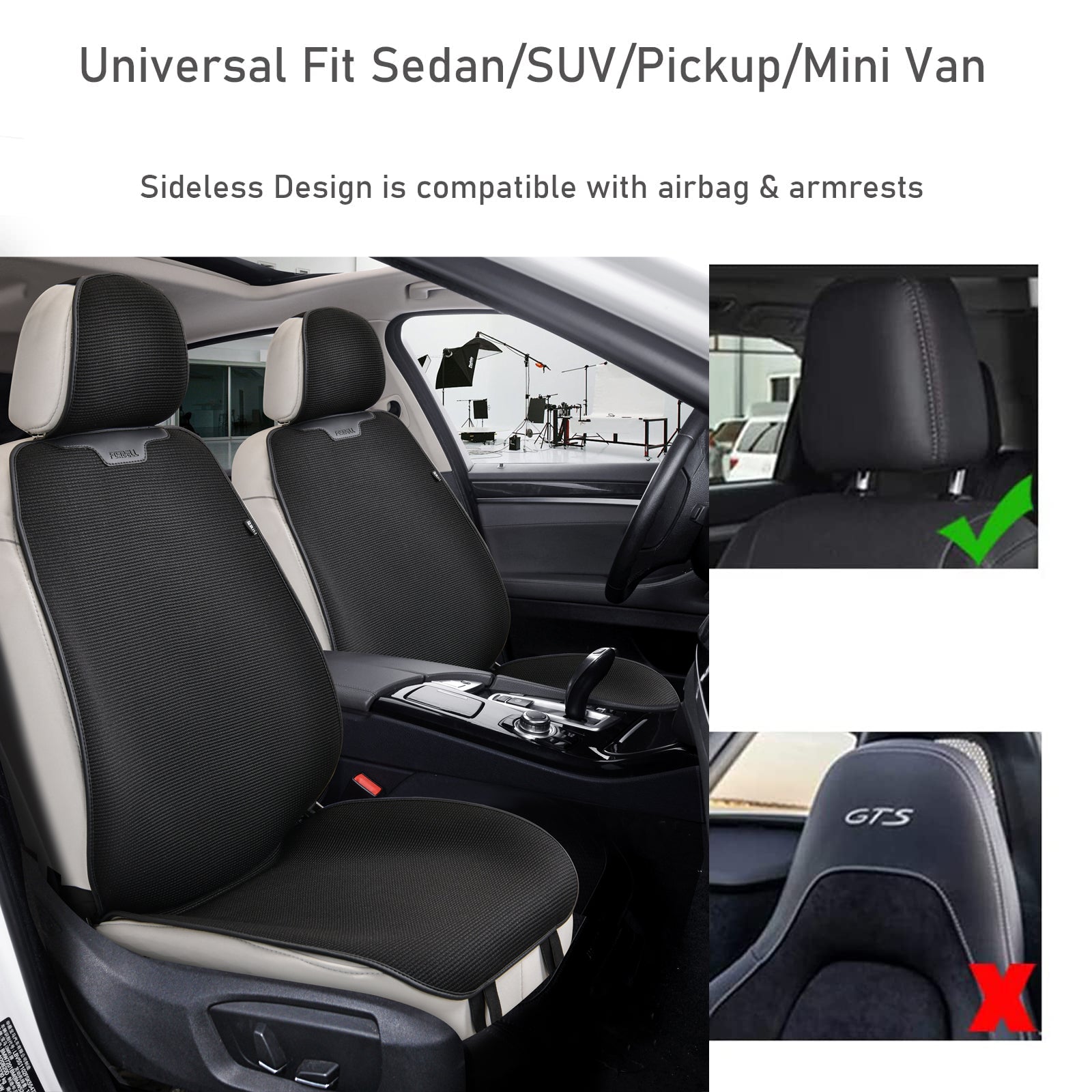 Forbell Ultra-Thin Ice Silk Car Seat Covers  All-Season Comfort with 3D Elastic Fiber Structure & Silicone Non-Slip Base